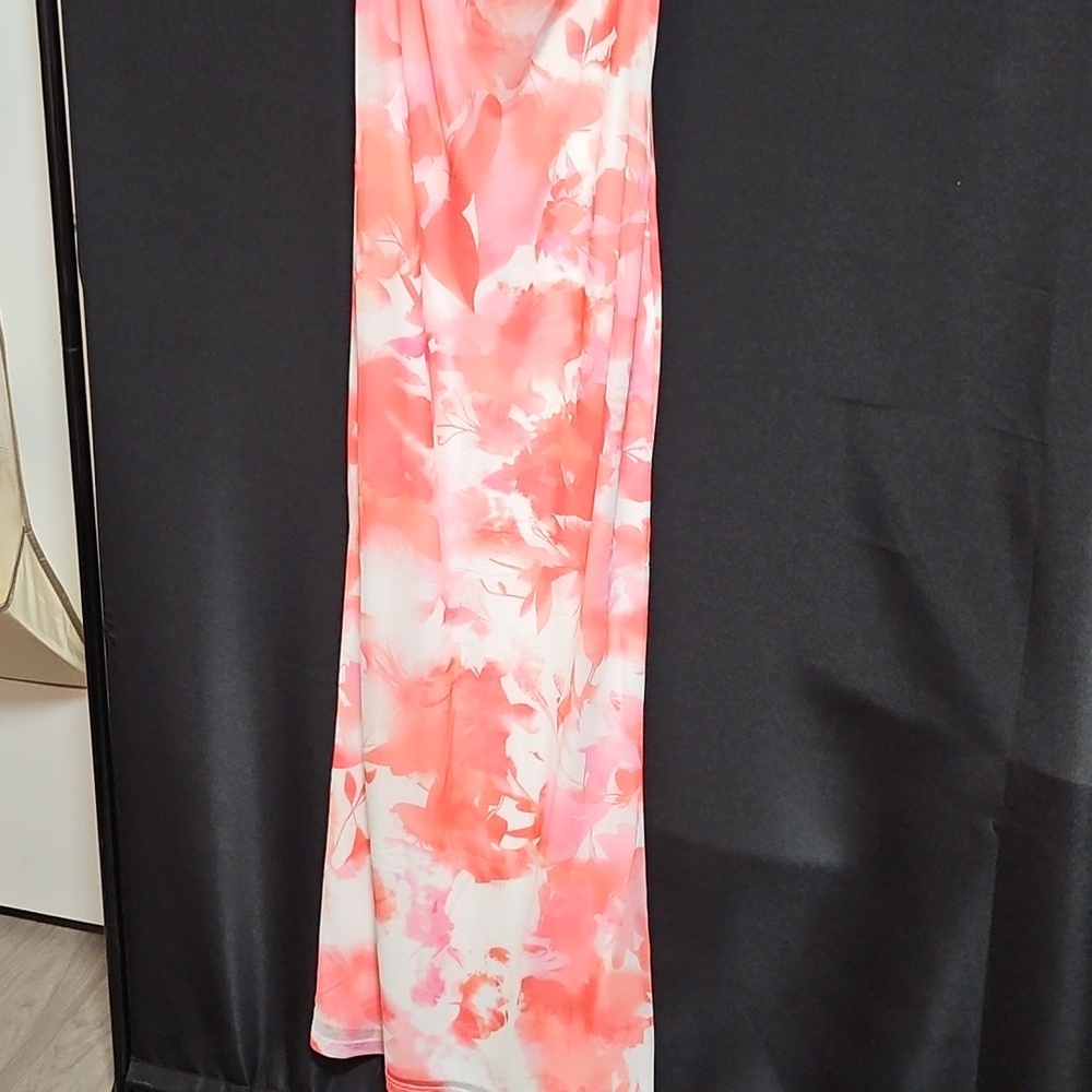 Vibrant Coral Flora Slim Fit Maxi Dress NWT WELL LINED - Picture 6 of 7